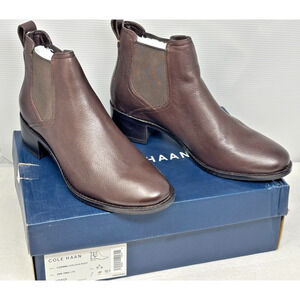 Cole Haan Corinne Boot Size 9.5 Brown Leather Chelsea Bootie Low Block Heel